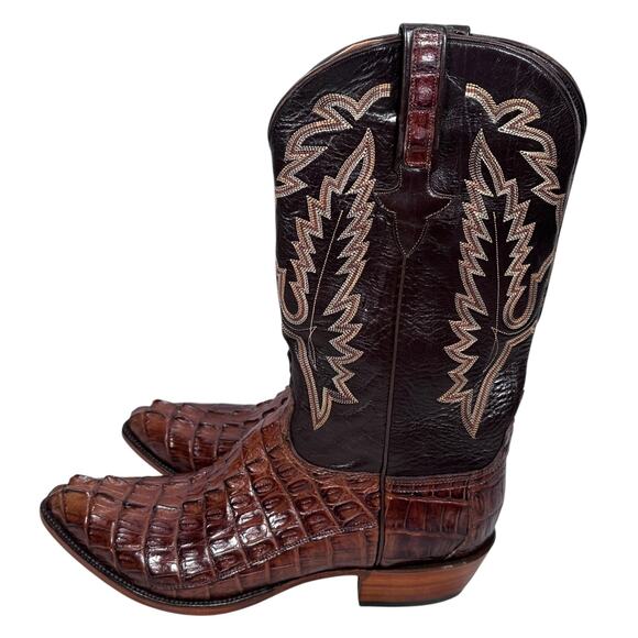 Lucchese Hornback Caiman Tail Buffalo Pony Boots Men's 14 D Brown Limited L1324 - Picture 3 of 12